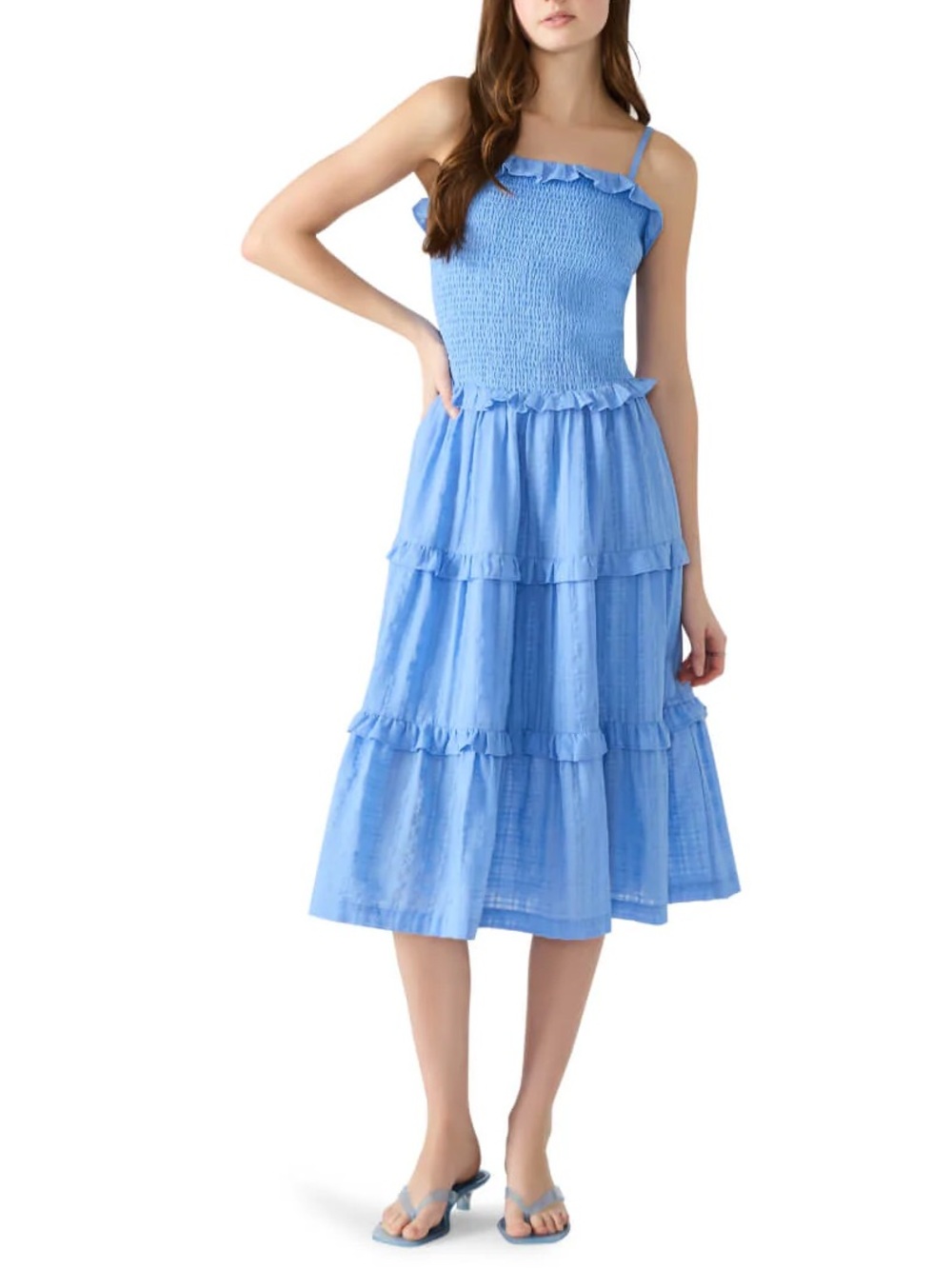 Steve Madden Blue Ruffle Tiered Nash Dress
